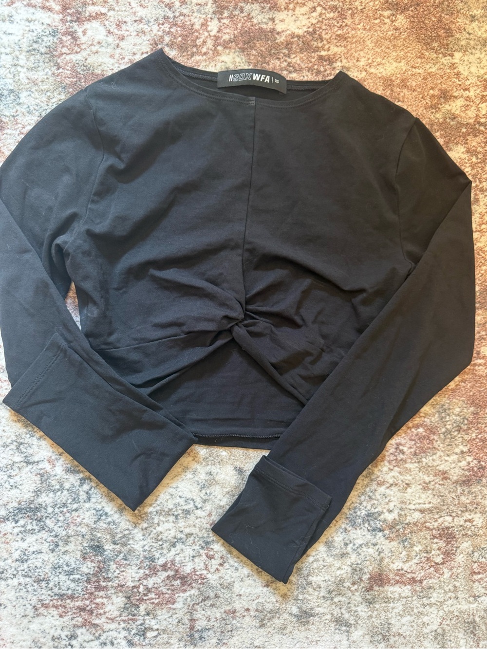 XS - White Fox Boutique X Sarah’s Day Black Twist-Front Crop Top